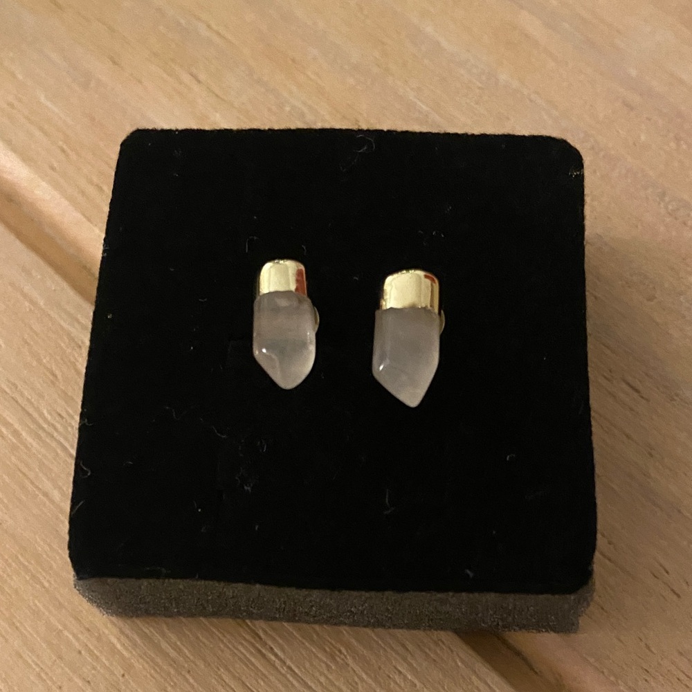 Rose Quartz Gold Earrings